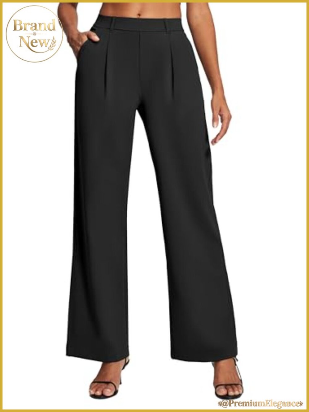 Wide Leg Stretch Dress Pants High Waist Pull On Trousers Work Slacks